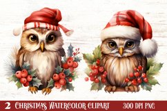 Cute Owl Christmas Sublimation Clipart, Christmas PNG Product Image 1
