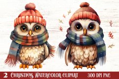 Cute Owl Christmas Sublimation Clipart, Christmas PNG Product Image 1