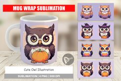 Mug Wrap Design Cute Owl Illustration Product Image 1