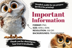 Cute Owl Clipart Bundle 40 PNG Product Image 6