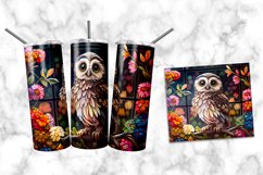 Owl Stained Glass Dog 20 oz Skinny Tumbler Wrap Product Image 1