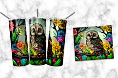 Owl Stained Glass Dog 20 oz Skinny Tumbler Wrap Product Image 1