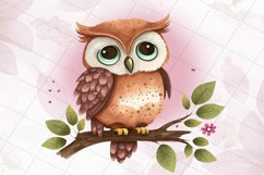 Cute Owl Watercolor Sublimation Clipart Product Image 2