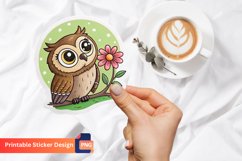 Cute Owl with flower Sticker Product Image 1