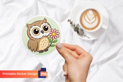 Cute Owl with flower Sticker Product Image 1