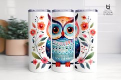Cute Owl With Flowers Pattern Sublimation Tumbler Design Product Image 11
