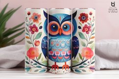 Cute Owl With Flowers Pattern Sublimation Tumbler Design Product Image 12