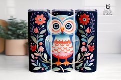 Cute Owl With Flowers Pattern Sublimation Tumbler Design Product Image 13