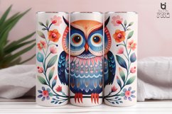 Cute Owl With Flowers Pattern Sublimation Tumbler Design Product Image 2
