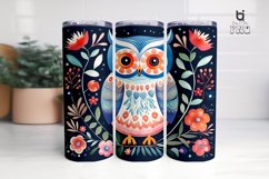 Cute Owl With Flowers Pattern Sublimation Tumbler Design Product Image 3