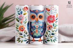 Cute Owl With Flowers Pattern Sublimation Tumbler Design Product Image 4