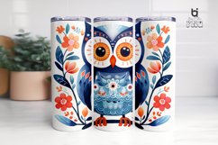 Cute Owl With Flowers Pattern Sublimation Tumbler Design Product Image 5