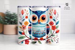 Cute Owl With Flowers Pattern Sublimation Tumbler Design Product Image 7