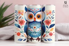 Cute Owl With Flowers Pattern Sublimation Tumbler Design Product Image 8