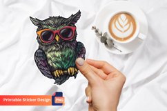 Cute Owl with Sunglasses Sticker, Adorable Owl Sticker Product Image 1