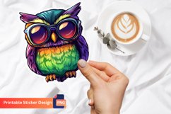 Cute Owl with Sunglasses Sticker, Adorable Owl Sticker Product Image 1