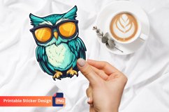 Cute Owl with Sunglasses Sticker, Adorable Owl Sticker Product Image 1
