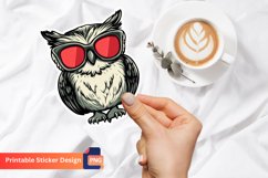 Cute Owl with Sunglasses Sticker, Adorable Owl Sticker Product Image 1
