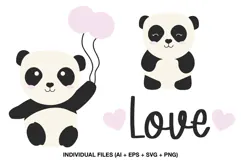 Cute panda clipart with love theme