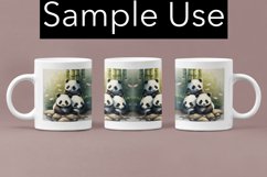 Adorable Pandas Watercolor Mug Wrap - 15, 12, 11 oz Digital Product Image 4