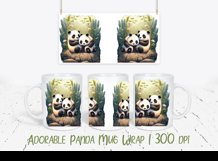 Adorable Pandas Watercolor Mug Wrap - 15, 12, 11 oz Digital Product Image 2