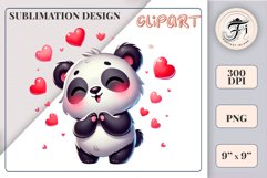 Bring cuteness to your creations with this adorable panda sublimation clipart! Perfect for Valentine’s Day gifts, greeting cards, stickers, T-shirts, and home decor. High-quality, transparent background. Download now!