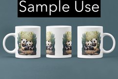 Adorable Pandas Watercolor Mug Wrap - 15, 12, 11 oz Digital Product Image 4