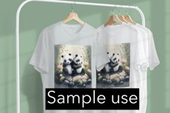Cute Pandas Watercolor Image - Sublimation - Digital Product Image 3