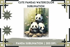 Cute Pandas Watercolor Image - Sublimation - Digital Product Image 1