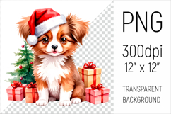 Cute Papillon  Puppy  with Santa Hat. Perfect for sublimation, greeting cards, stickers, planners, DIY gifts, and all your holiday projects!