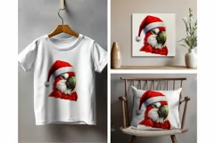 Cute Parrot Clipart, Christmas Animal PNG for Sublimation Product Image 3