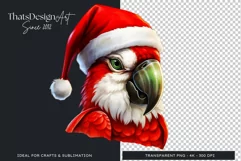 Cute Parrot Clipart, Christmas Animal PNG for Sublimation Product Image 4
