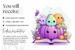 Watercolor Cute Pastel Halloween Clipart PNG sublimation Product Image 2