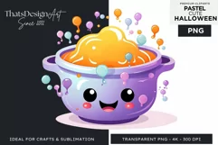 Watercolor Cute Pastel Halloween Clipart PNG sublimation Product Image 1