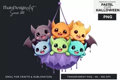 Watercolor Cute Pastel Halloween Clipart PNG sublimation Product Image 1