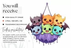 Watercolor Cute Pastel Halloween Clipart PNG sublimation Product Image 2