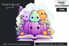 Watercolor Cute Pastel Halloween Clipart PNG sublimation Product Image 1