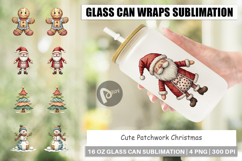 Patchwork Christmas Cute Glass Can Product Image 1