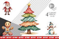 Patchwork Christmas Cute Clipart Product Image 1