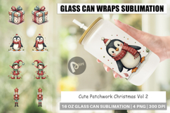 Patchwork Christmas Cute Glass Can Product Image 1