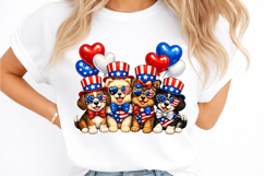 Cute Patriotic Dogs Patchwork PNG Product Image 2