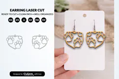 Cute Paw Earring Laser Cut SVG - Pet Lover Jewelry SVG Product Image 1