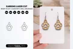 Cute Paw Earring Laser Cut SVG - Pet Lover Jewelry SVG Product Image 2