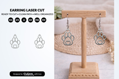 Cute Paw Earring Laser Cut SVG - Pet Lover Jewelry SVG Product Image 1