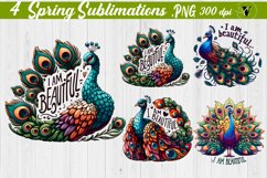 Spring Peacock Sublimation | Spring clipart Product Image 1