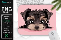 Cute Peeking Yorkshire Terrier Dog Mouse Pad Product Image 1