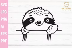 Cute Peeking Sloth SVG  
