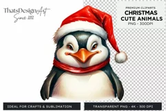 Cute penguin Christmas Animals PNG for Sublimation Product Image 1