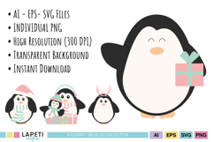 Holiday penguin clipart winter characters