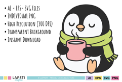 winter animal clipart penguin set